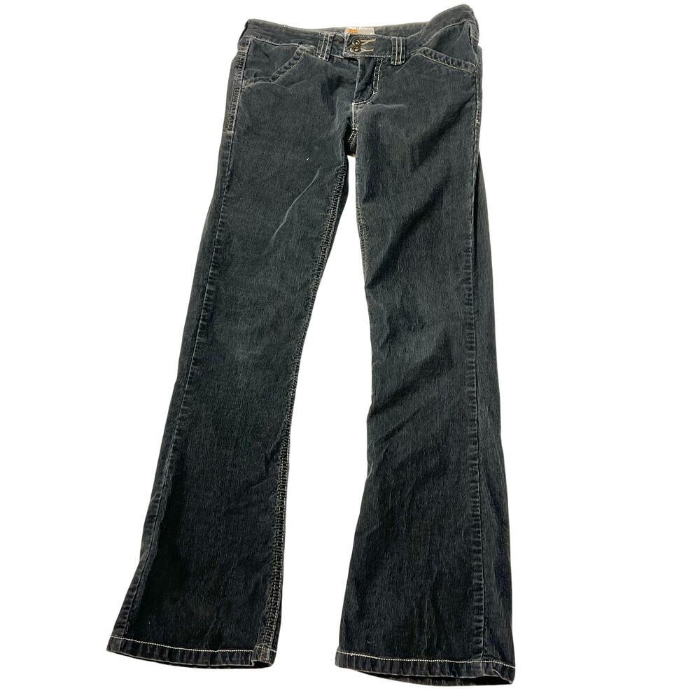 Vintage Twill Twenty Two Corduroy Flare Pants Women 25 Embellished Gray Y2K